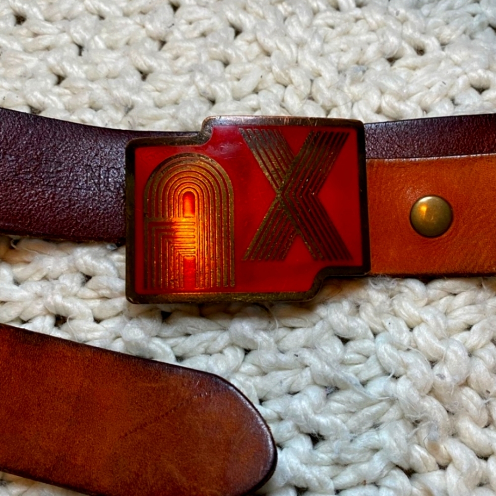 Armani Exchange Leather Belt with AX Buckle